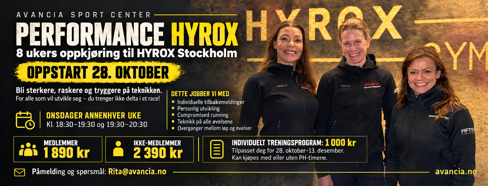 Performance HYROX på Avancia – 8 ukers oppkjøring til HYROX Stockholm, oppstart 28. oktober